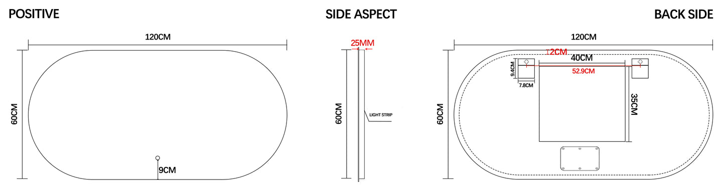 Nordic shape 120 cm m/benkeplate, bolleservant & speil