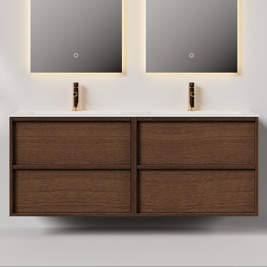 Nordic frame 150 mørk eik m/dobbel servant UTEN/speil