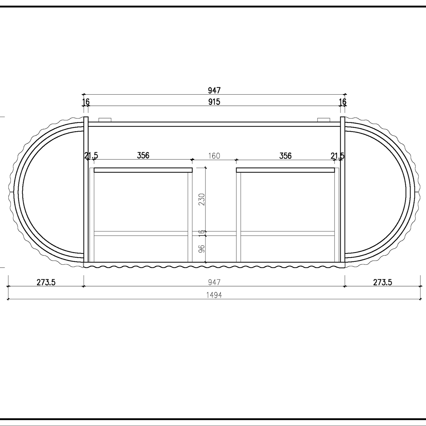 Nordic shape 150 eik UTEN/servant