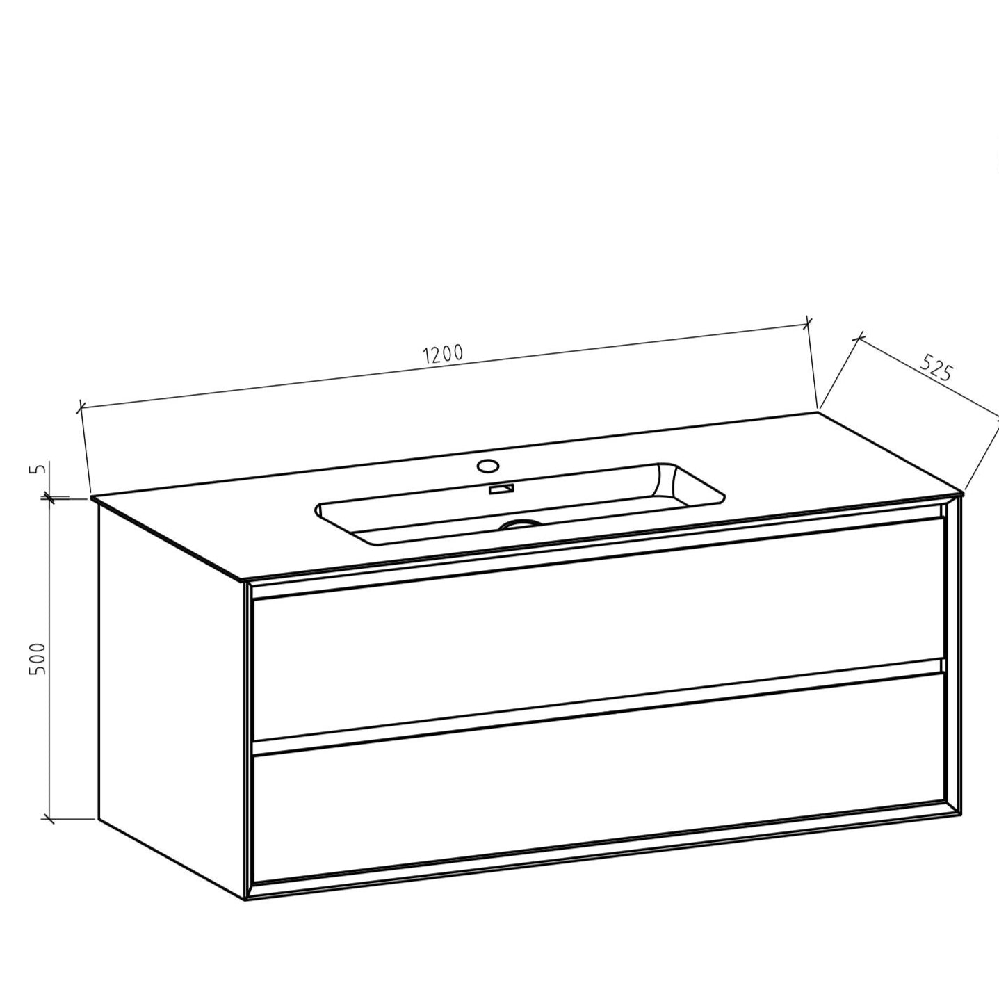 Oslo baderomsmøbel sort matt 120 cm m/sort matt servant, med ledspeil