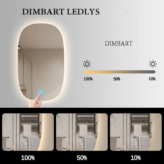 Palermo dimbart lysspeil m/antidugg 60cm