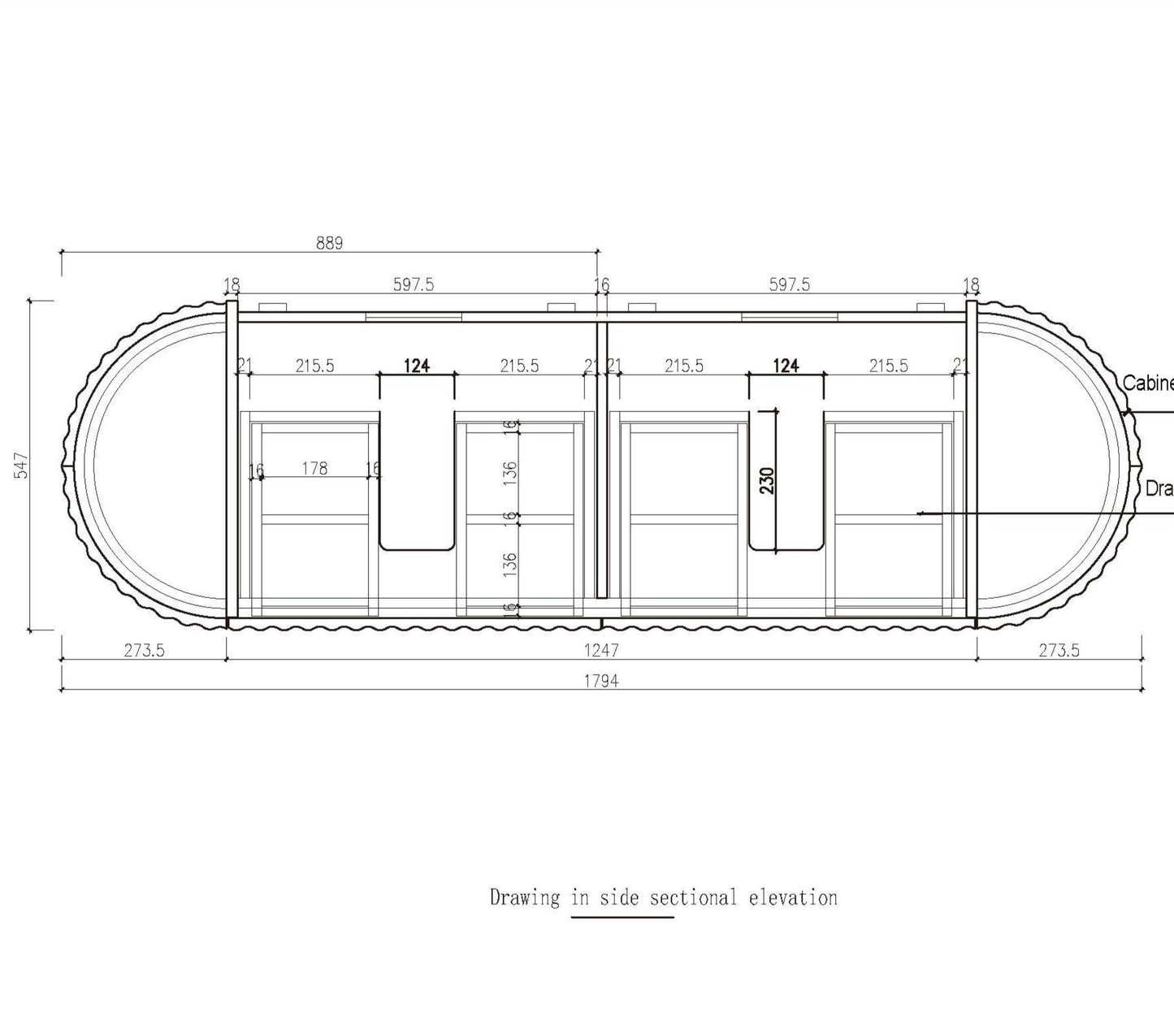 Nordic shape 180 med enkel/servant og speil eik