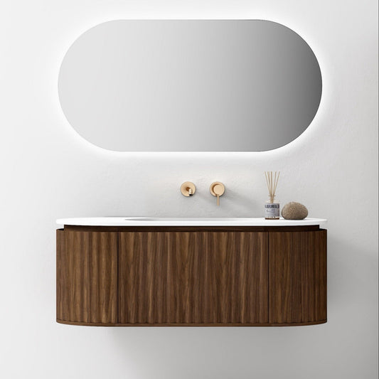 Nordic shape 120 møbelsett med speil & servant UTEN hull for blandebatteri