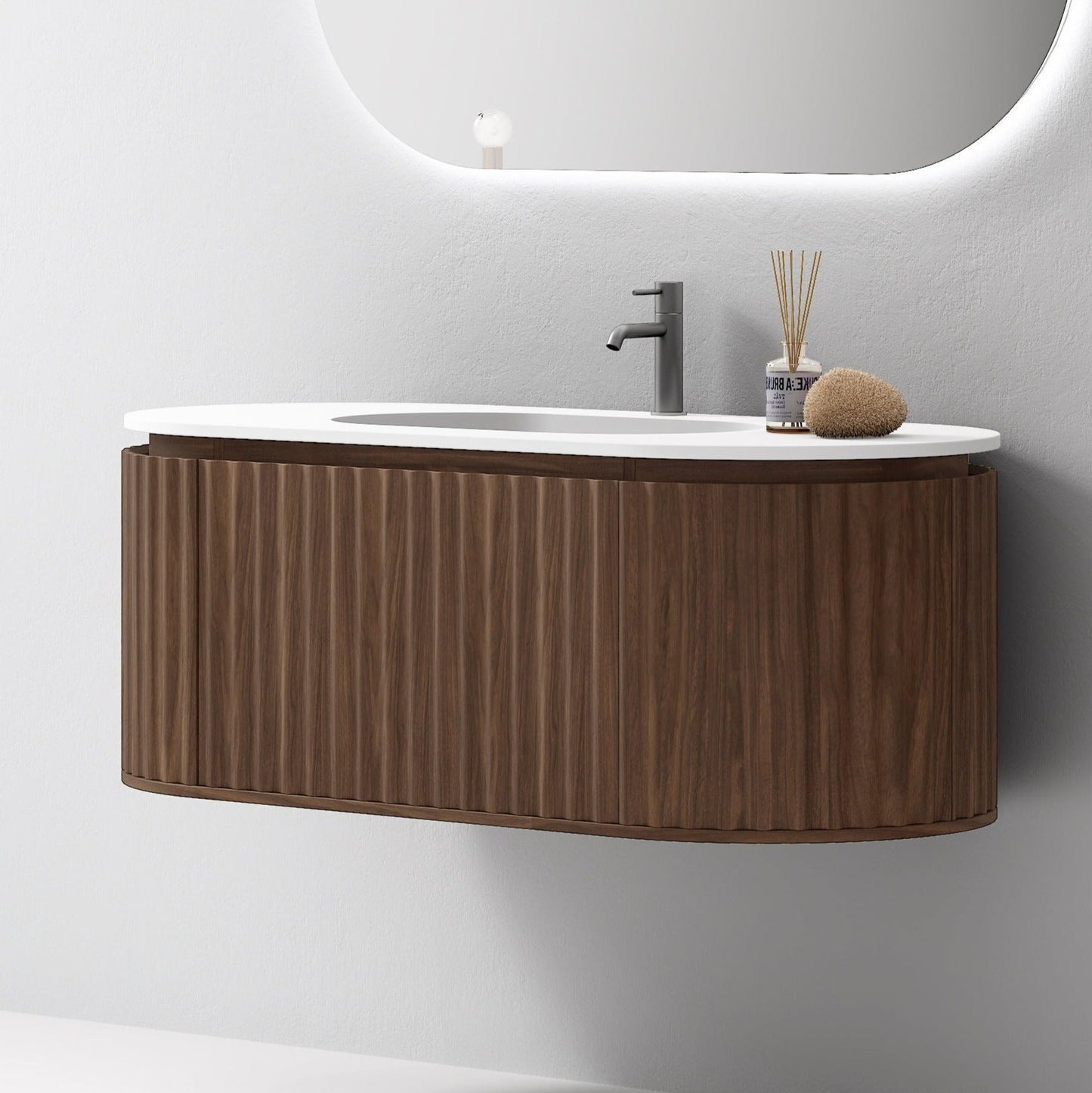 Nordic shape 120 valnøtt med servant u/speil