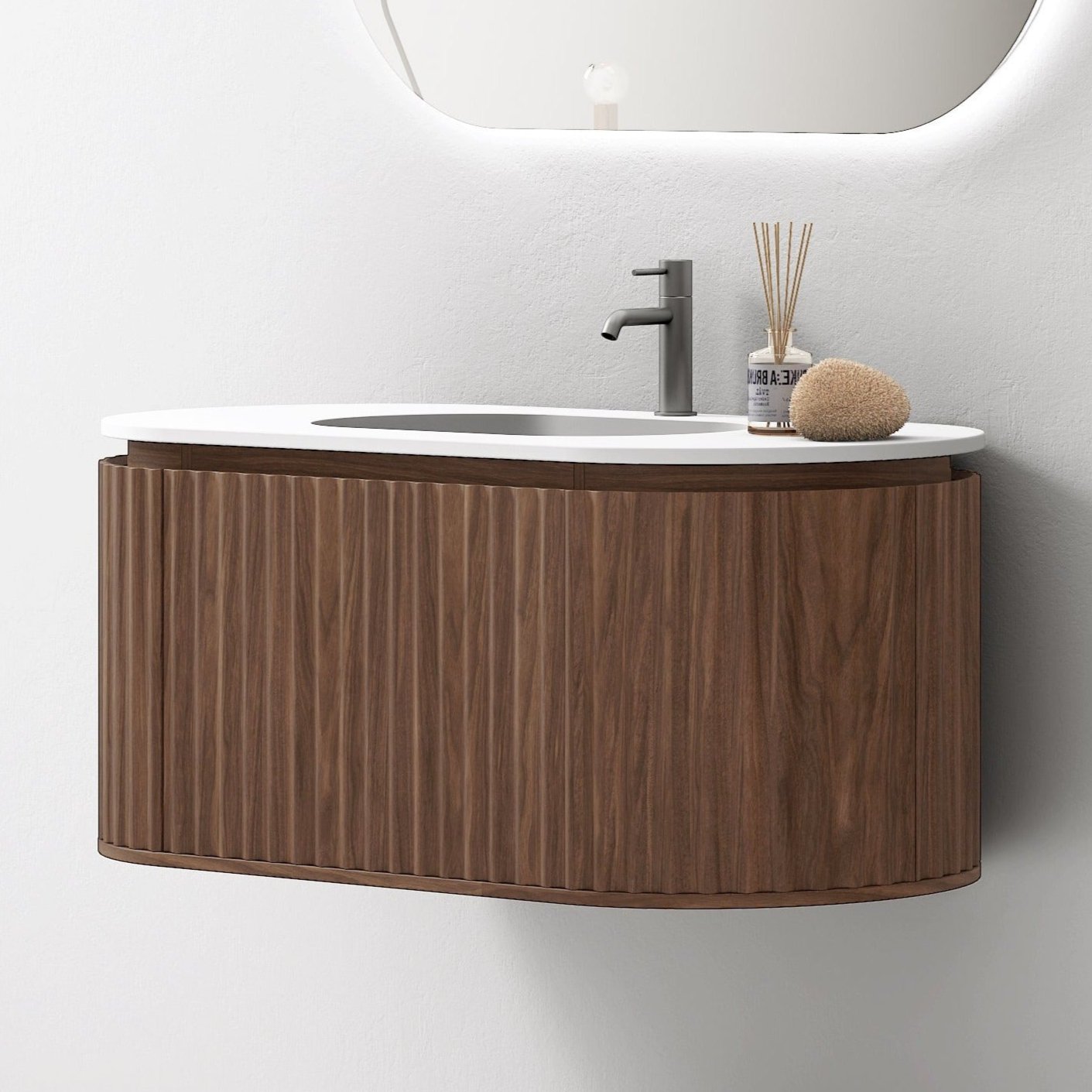 Nordic shape 100 valnøtt med servant u/speil