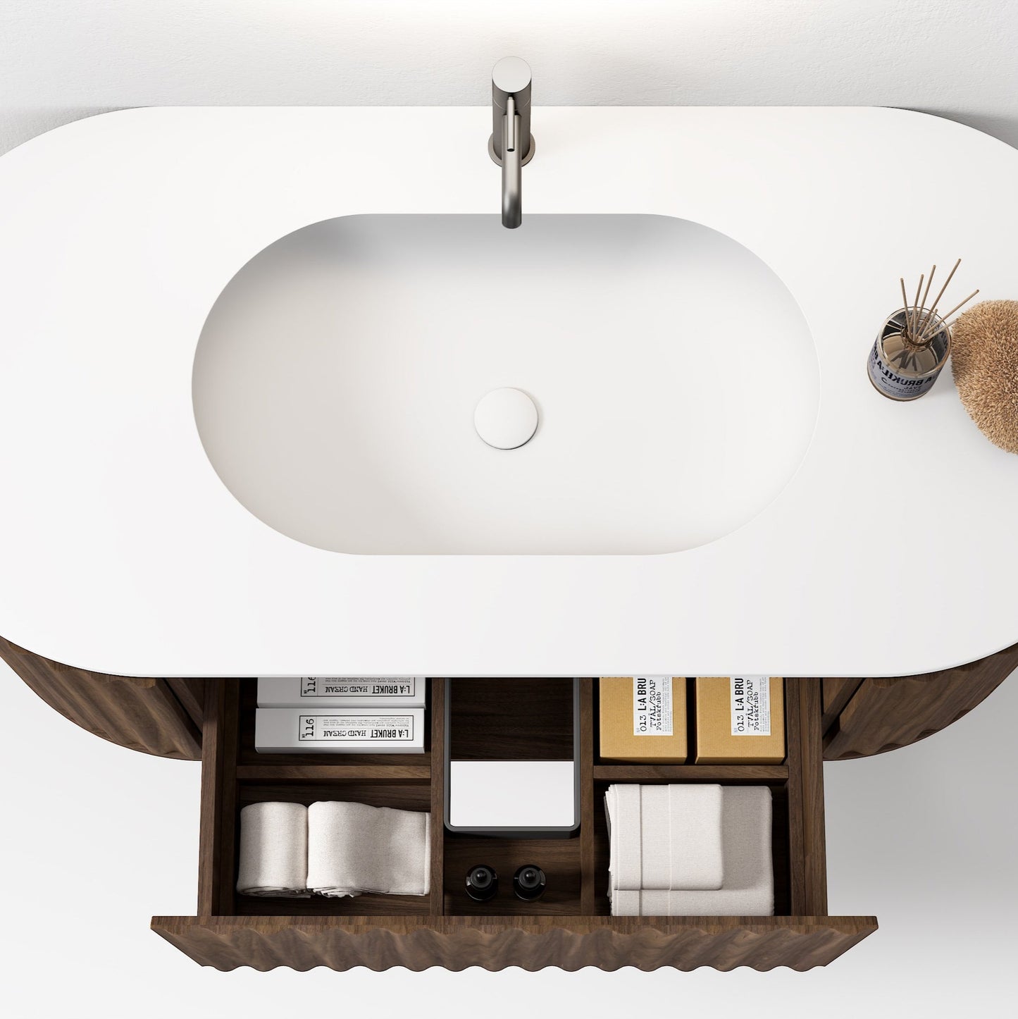 Nordic shape 120 valnøtt med servant u/speil