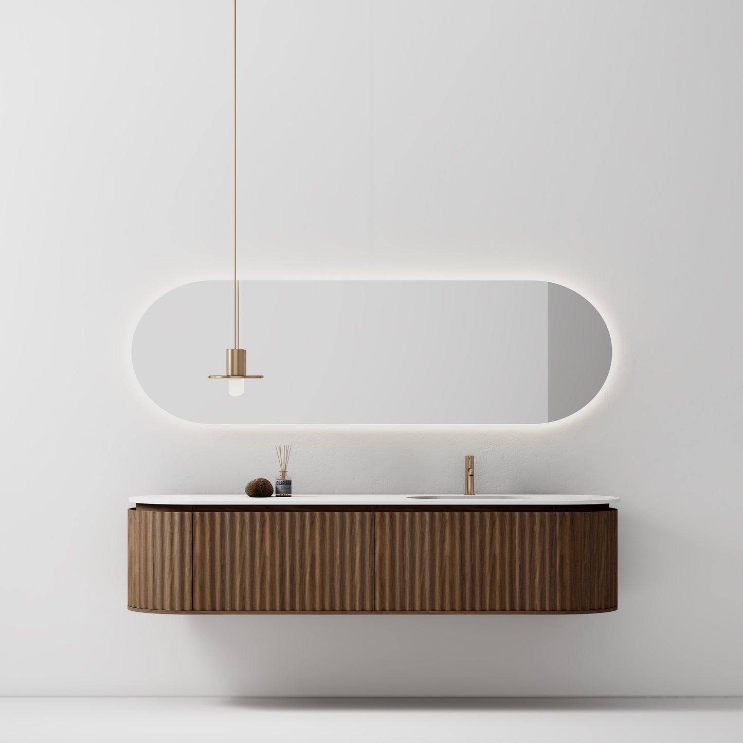 Nordic shape 180 valnøtt med enkel servant u/speil