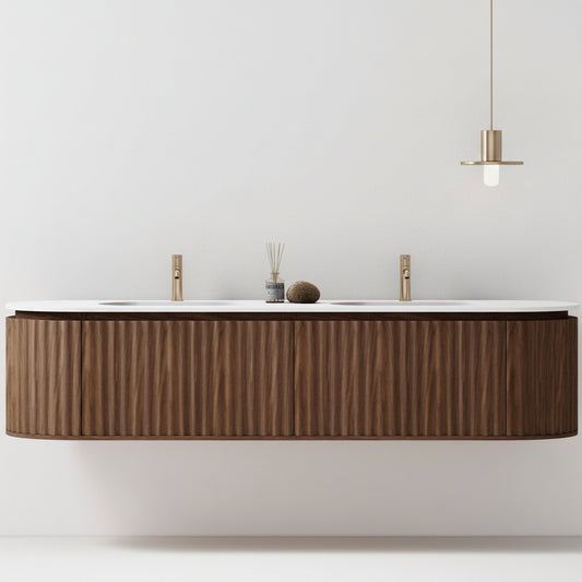 Nordic shape 180 valnøtt med dobbel servant u/speil