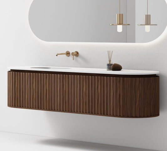 Nordic shape 180 valnøtt med enkel/servant UTEN hull for blandebatteri. UTEN/speil