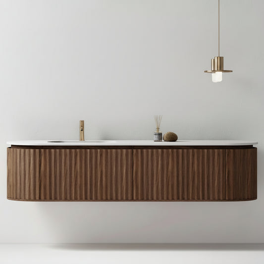 Nordic shape 180 valnøtt med enkel servant u/speil