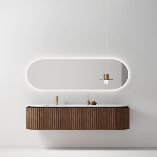 Nordic shape 180 med enkel/servant og speil valnøtt