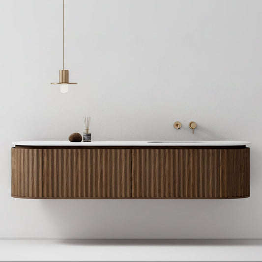 Nordic shape 180 valnøtt med enkel/servant UTEN hull for blandebatteri. UTEN/speil