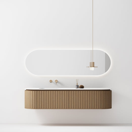 Nordic shape 180 eik med enkel/servant UTEN hull for blandebatteri. Inkludert speil. V2