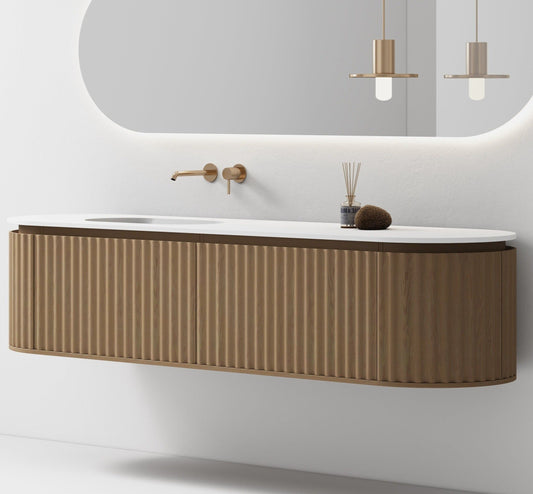 Nordic shape 180 eik med enkel/servant UTEN hull for blandebatteri. UTEN/speil