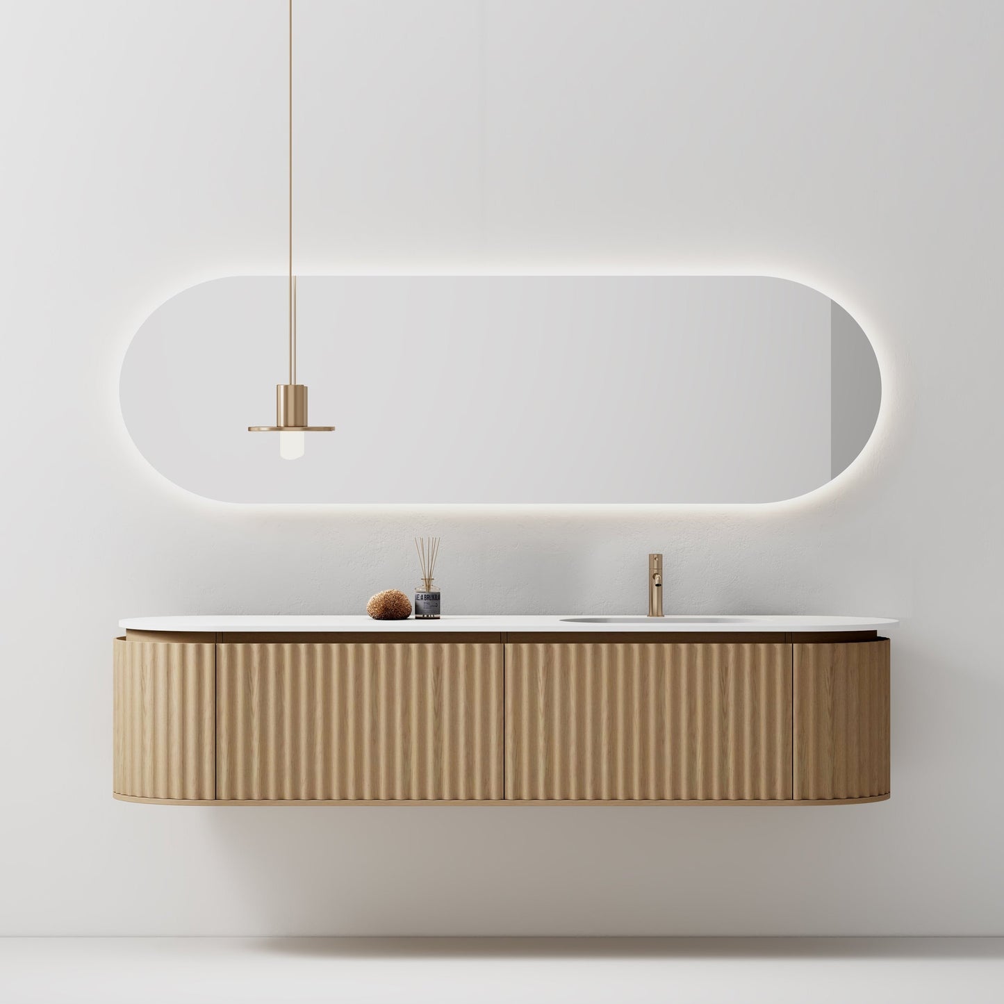 Nordic shape 180 eik med enkel servant u/speil
