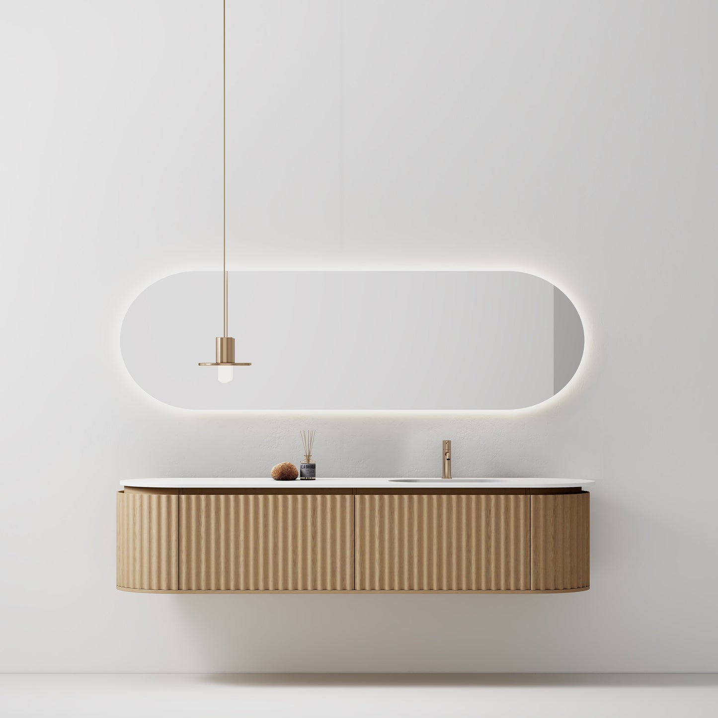 Nordic shape 180 med enkel/servant og speil eik