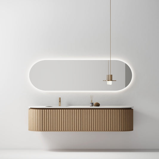 Nordic shape 180 med enkel/servant og speil eik