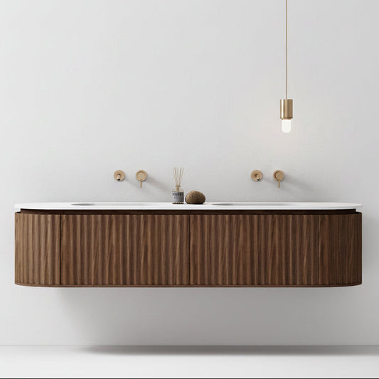 Nordic shape 180 valnøtt med dobbel/servant UTEN hull for blandebatteri. UTEN/speil