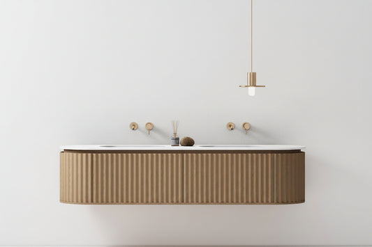 Nordic shape 180 eik med dobbel/servant UTEN hull for blandebatteri. UTEN/speil