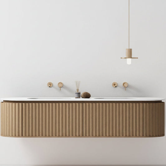 Nordic shape 180 eik med dobbel/servant UTEN hull for blandebatteri. UTEN/speil