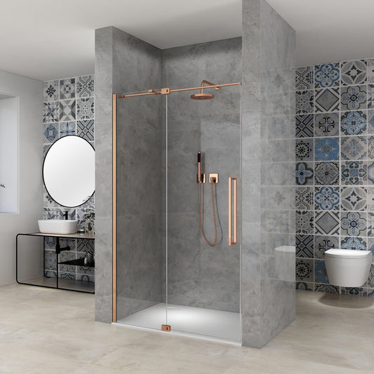 Ava nisjedør med fastfelt, børstet kobber