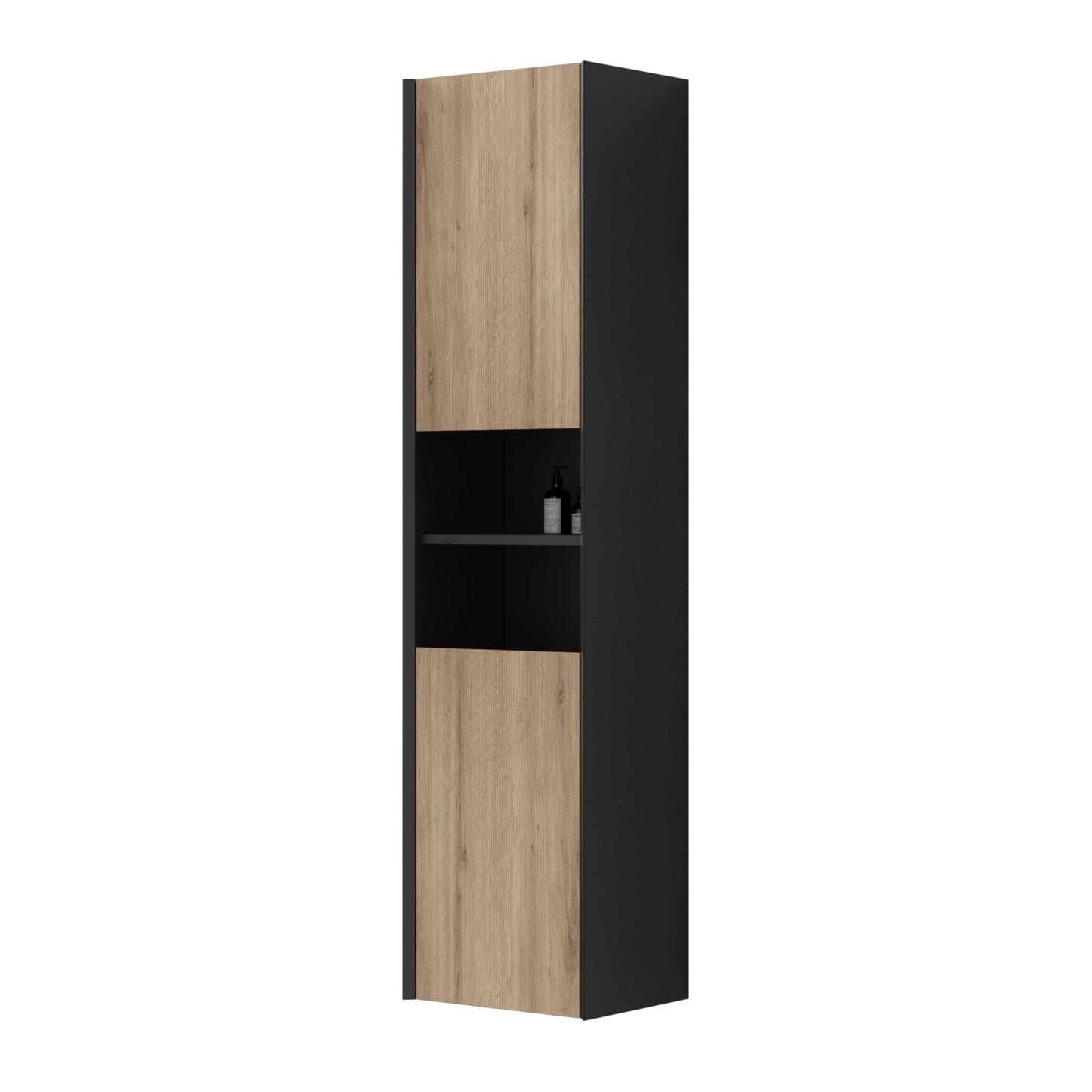 Oslo høyskap sort m/eikefront V2