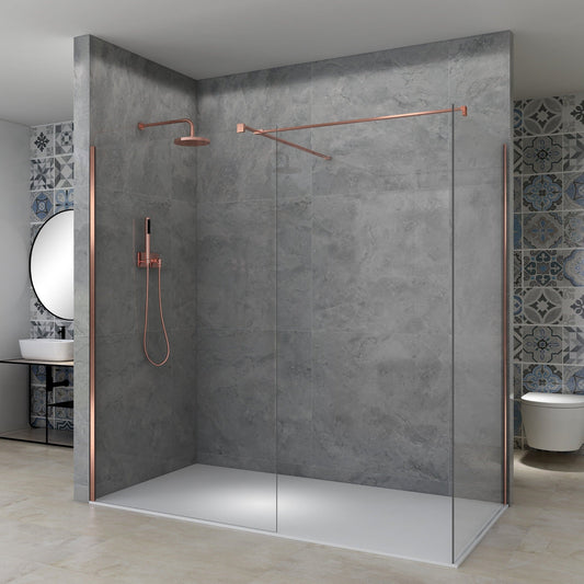 Ava walk in dusjhjørne , børstet kobber