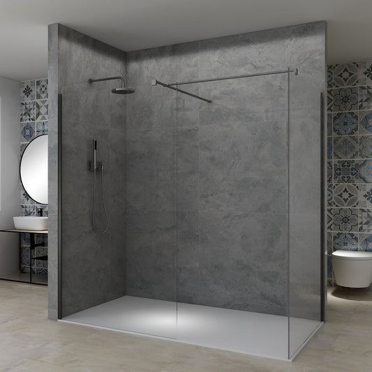 Ava walk in dusjhjørne , brushed gun metal