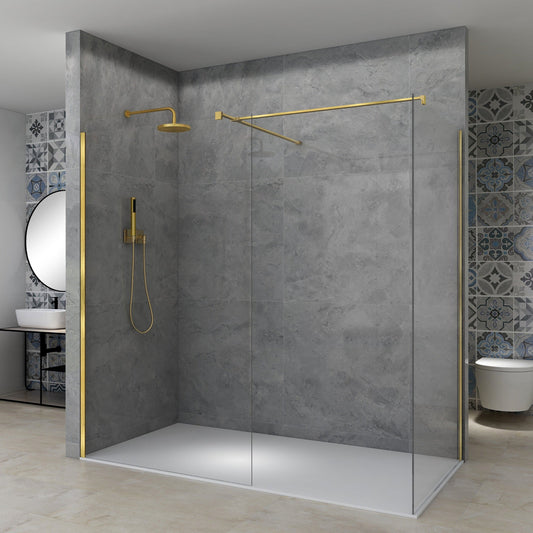 Ava walk in dusjhjørne , børstet gull