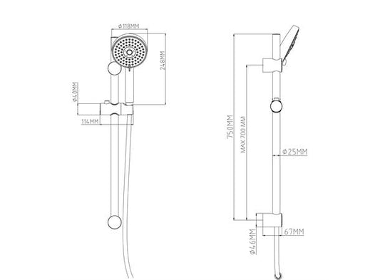 Komplett dusjsett - Sort Matt