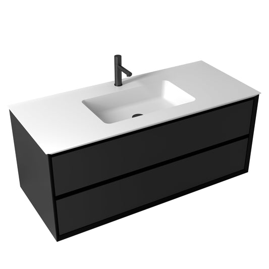 Oslo baderomsmøbel sort matt 120 cm m/hvit matt servant