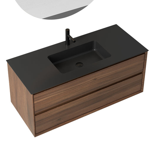 Oslo baderomsmøbel 120 cm valnøtt m/sort matt servant