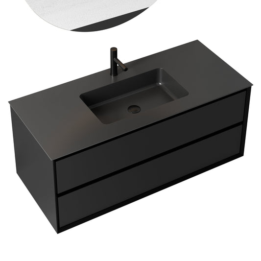 Oslo baderomsmøbel sort matt 120 cm m/sort matt servant