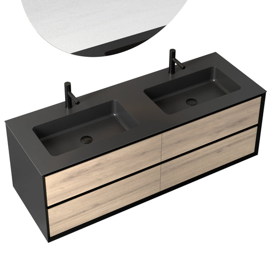 Oslo baderomsmøbel 150 cm sort matt V2