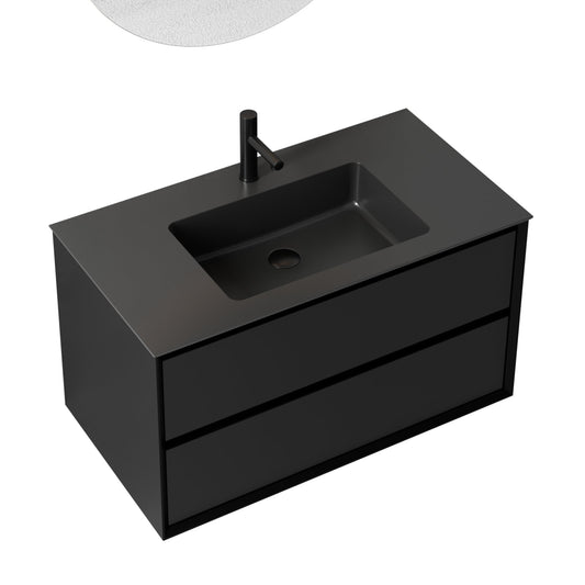 Oslo baderomsmøbel sort matt 90 cm m/sort matt servant