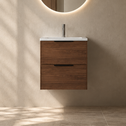 Essence 50 valnøtt m/hvit matt servant