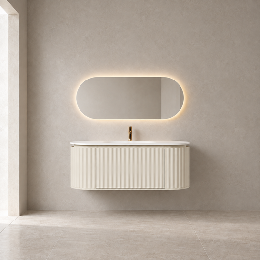 Nordic shape 120 beige med servant u/speil