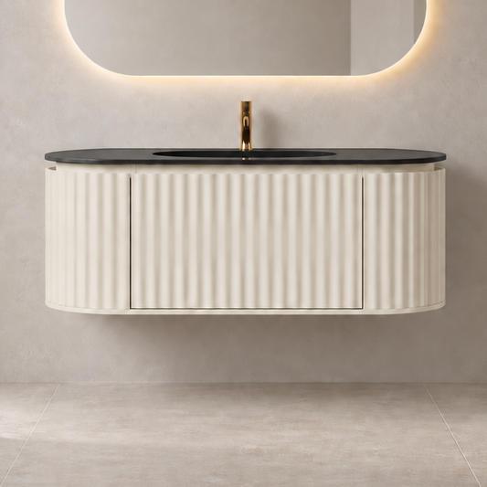 Nordic shape 120 beige m/sort matt servant