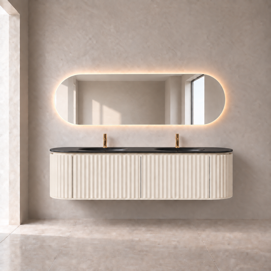Nordic shape 180 beige m/sort matt servant og ledspeil