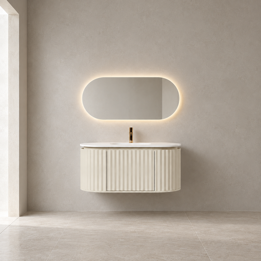 Nordic shape 100 beige med servant m/ledspeil