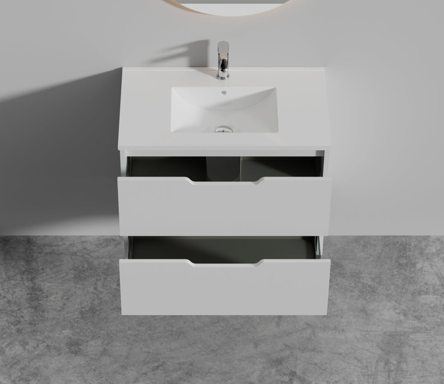 Lindesnes 80 cm hvit matt med porselensservant