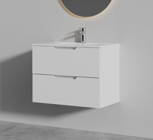 Lindesnes 80 cm hvit matt med porselensservant