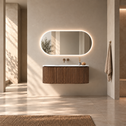 Nordic shape 120 møbelsett med speil & servant UTEN hull for blandebatteri