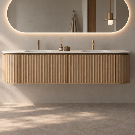 Nordic shape 180 eik med dobbel servant u/speil