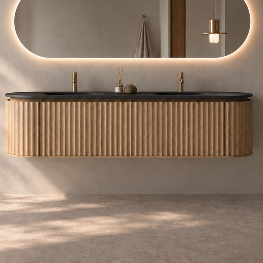 Nordic Shape 180 eik DOBBEL med sort matt servant u/speil