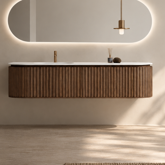 Nordic shape 180 valnøtt med enkel servant u/speil