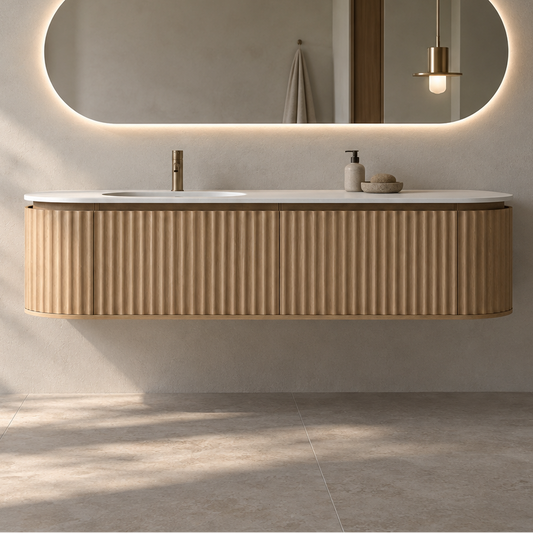 Nordic shape 180 med enkel/servant og speil eik