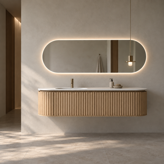 Nordic shape 180 med dobbel/servant og speil eik
