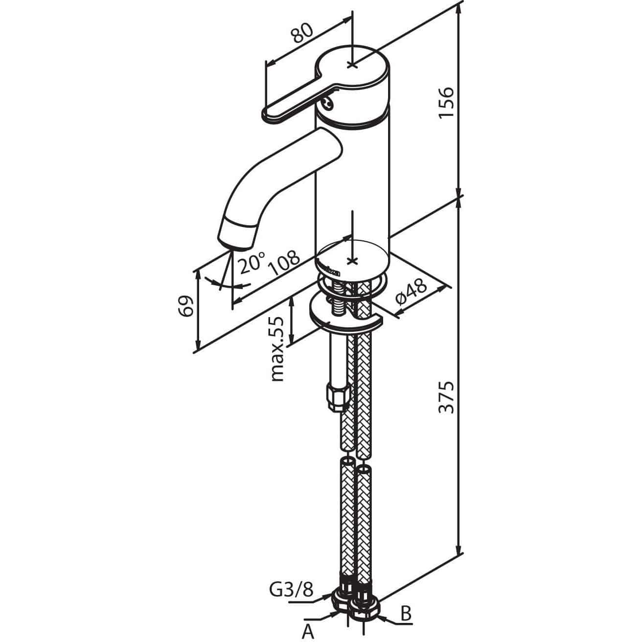 Silhouet servantkran sort matt (4443979612240)