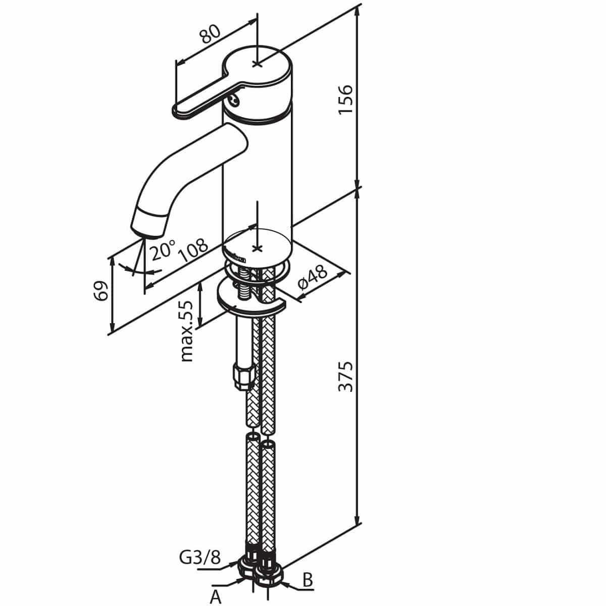 Silhouet servantkran hvit matt